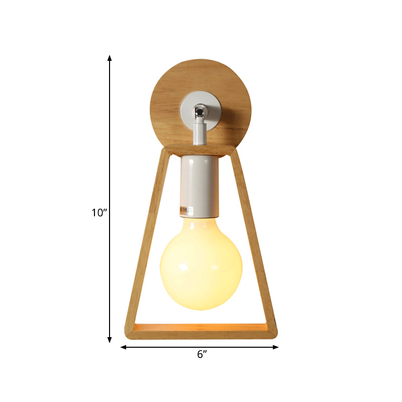 Bulbe exposé lampe murale rotatif en bois simple 1 tête de chevet idées d'icrécations avec cadre trapézoïdal