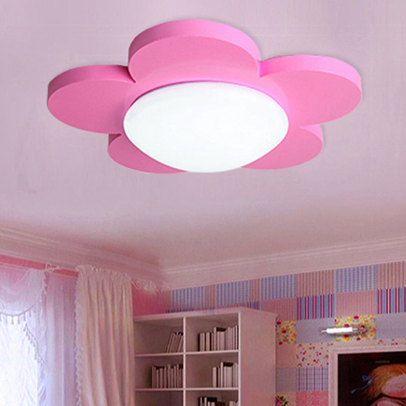 Luz de techo de dormitorio para niños, iluminación de montaje empotrado Macaron con pantalla floral acrílica