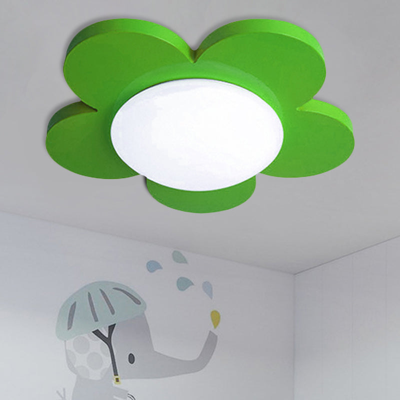 Luz de techo de dormitorio para niños, iluminación de montaje empotrado Macaron con pantalla floral acrílica