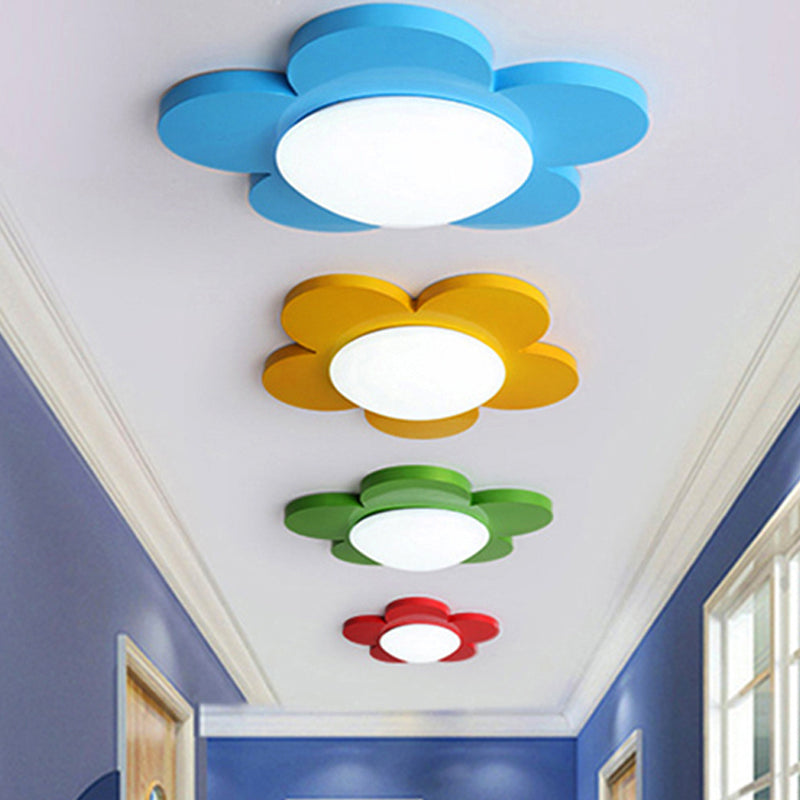 Bedroom Ceiling Light for Kids, Macaron Flush Mount Lighting with Acrylic Floral Shade