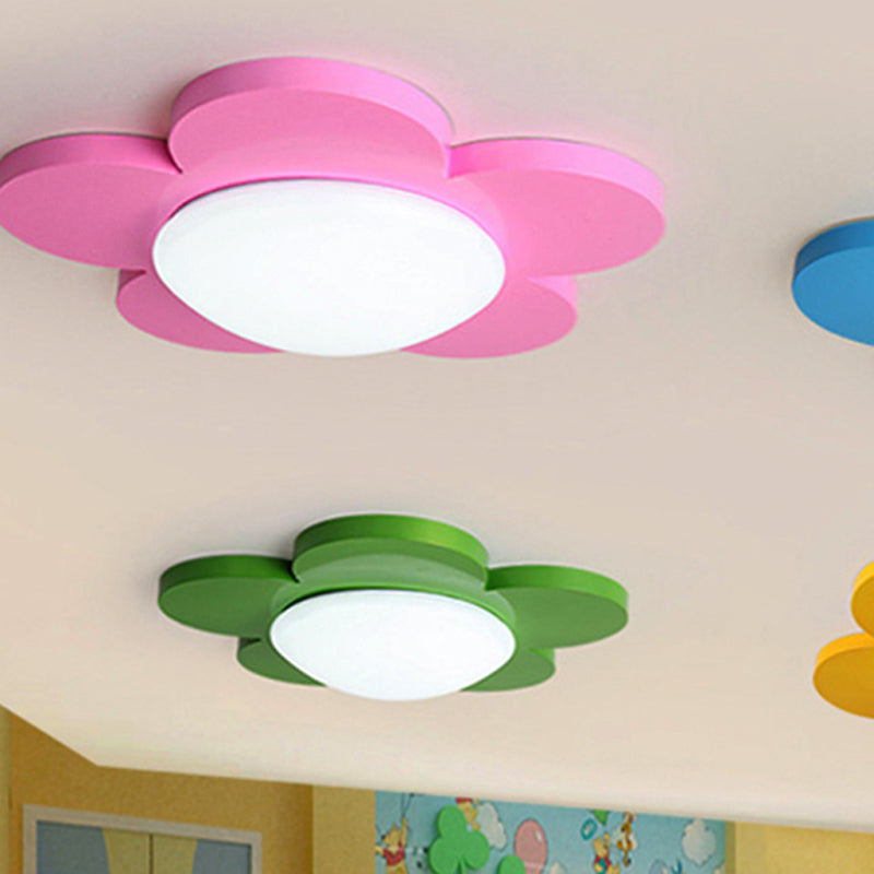Bedroom Ceiling Light for Kids, Macaron Flush Mount Lighting with Acrylic Floral Shade