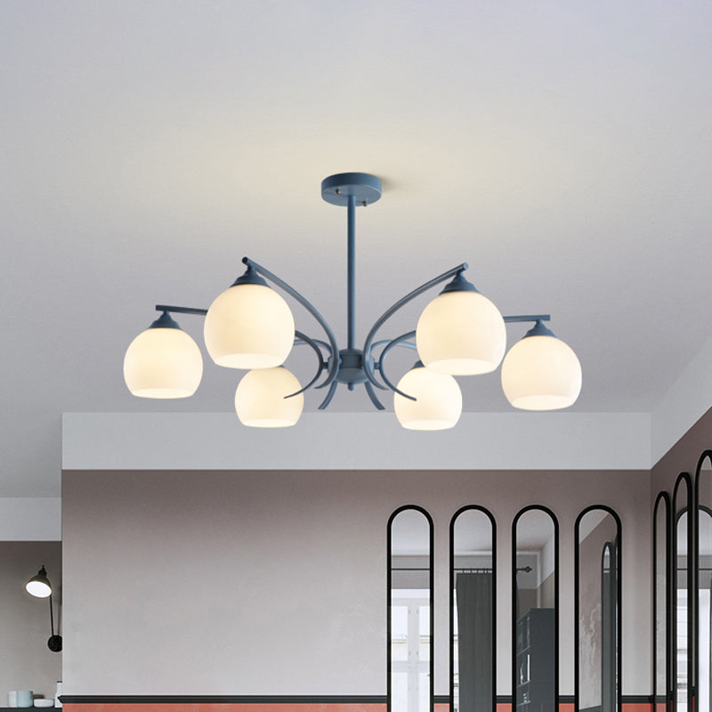 Bol schaduw woonkamer kroonluchter opaalglas 6/8 lichten macaron stijlvol blauw/groen/grijs/gele hangende lamp