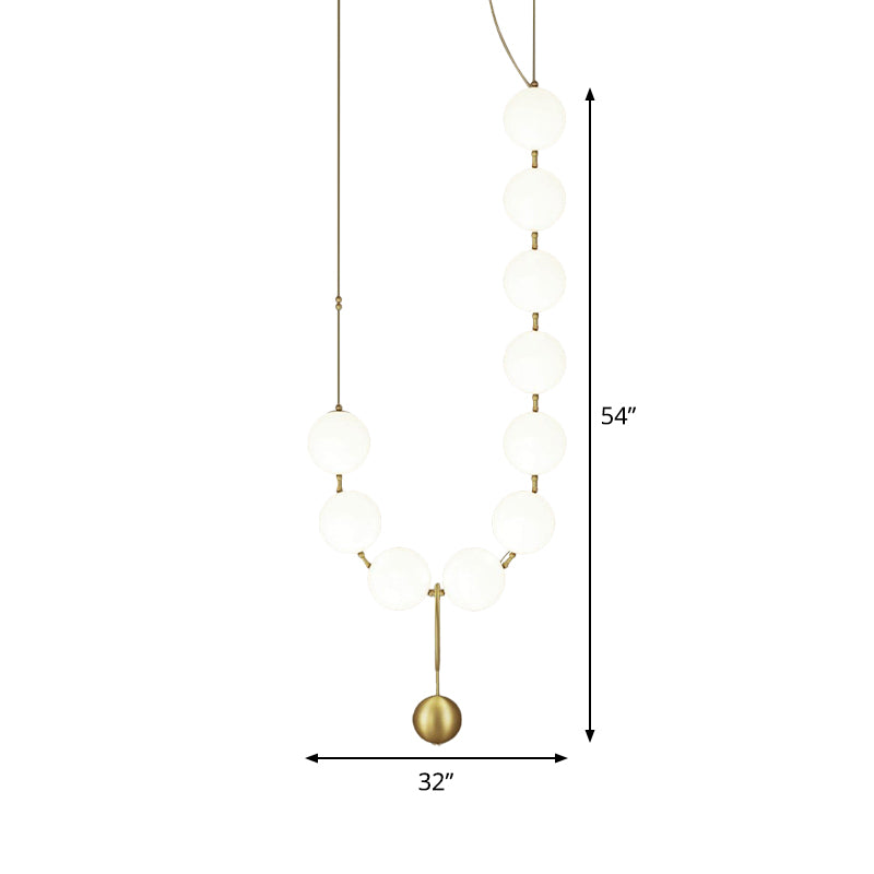 Mesa de comedor en forma de collar Vidrículas de leche 10 luces colgantes simples en oro