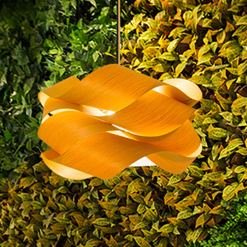 18"/23.5" Wide Twist Pendant Lamp Contemporary Wooden 1 Light Living Room Hanging Light in Beige