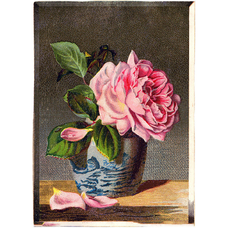 Flower Blossom and Vase Mural Decal Modern Non-Woven Textured Wall Covering in Pink