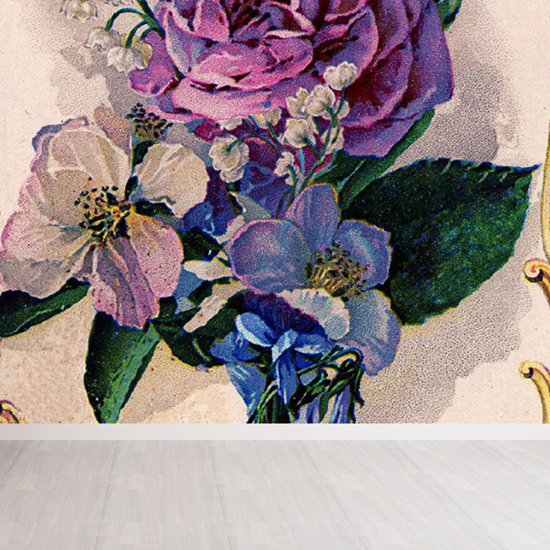 Modern Florentine Mural Wallpaper for Girls Room Customised Wall Decor in Purple