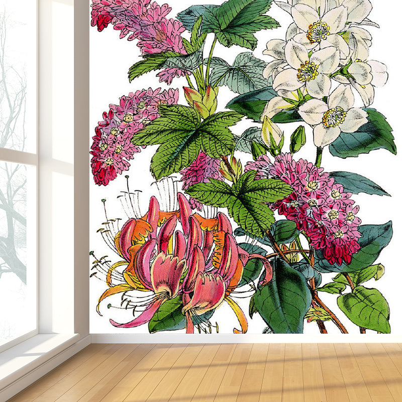 Stain Resistant Flowers Wall Mural Non-Woven Contemporary Wall Decor for Girls Room