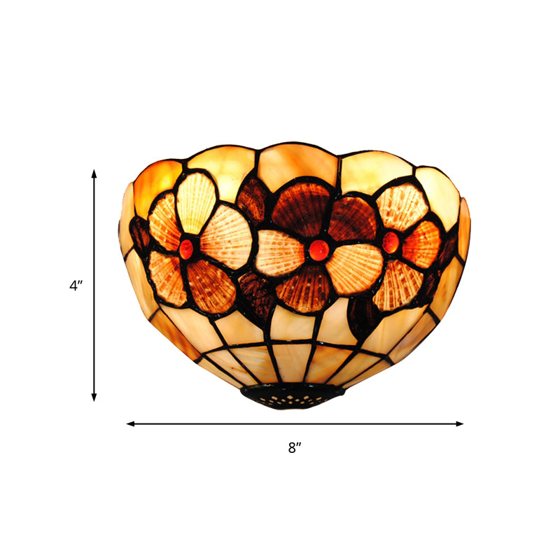 Shell Desert Rose Wall Light with Semicircle Shape Tiffany Style Wall Lamp in Beige for Hotel Restaurant