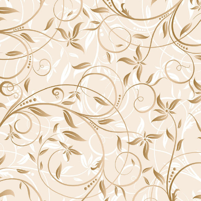 Huge Flower Branch Mural for Bedroom Florentine Wall Art in Beige, Stain Resistant