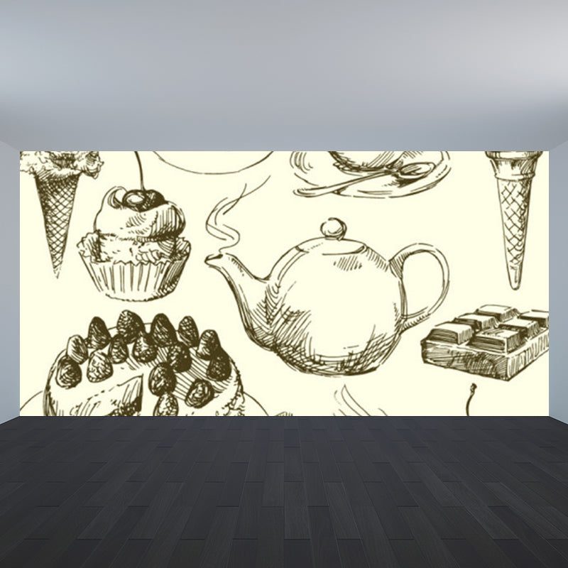 Modern Light Refreshments Mural for Bathroom Personalized Wall Covering in Beige