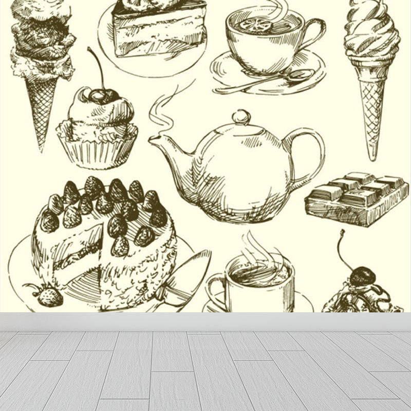 Modern Light Refreshments Mural for Bathroom Personalized Wall Covering in Beige