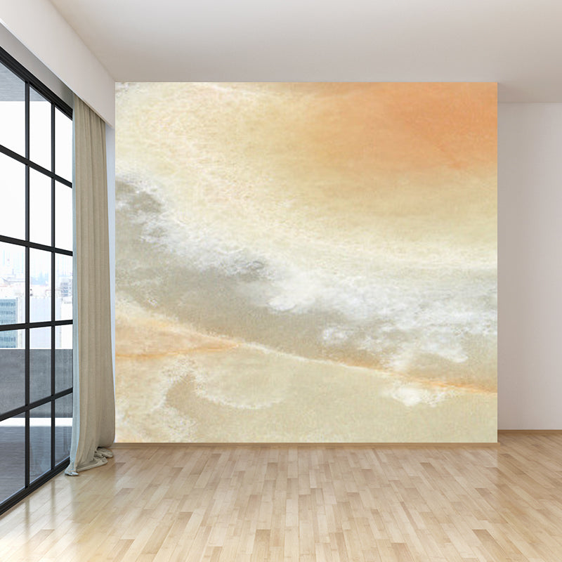 Modern Faux Marble Mural Non-Woven Texture Waterproof Light Color Wall Art for Bedroom