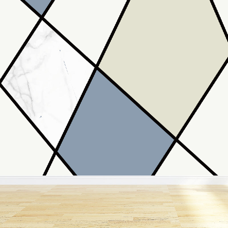 Pastel Color Graphic Mural Decal Moisture Resistant Modern Bathroom Wall Covering