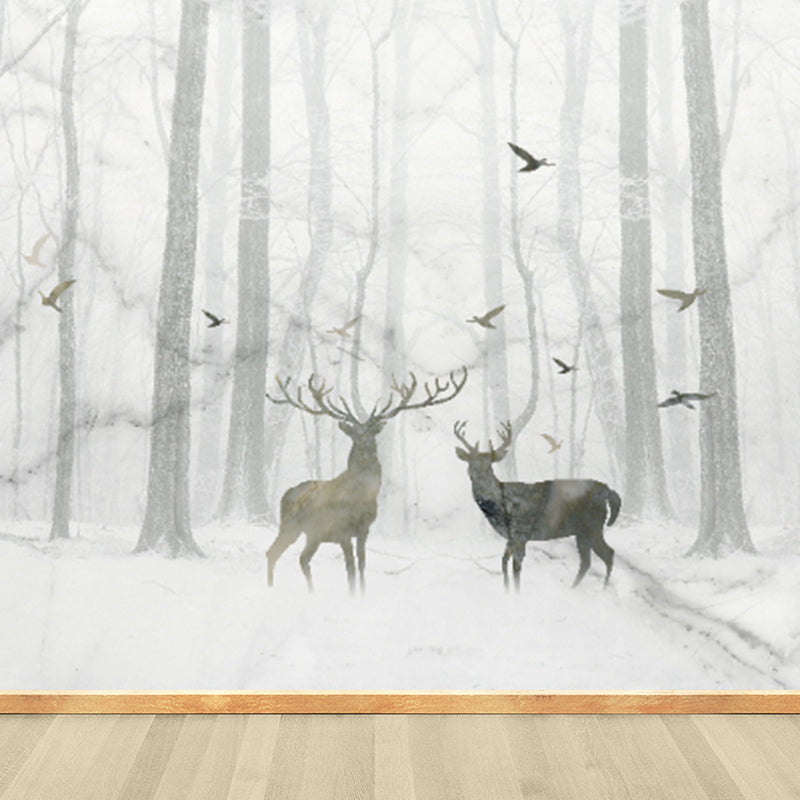 Illustration Style Abstract Mural Giant Wall Covering for Dining Room, Custom Printed