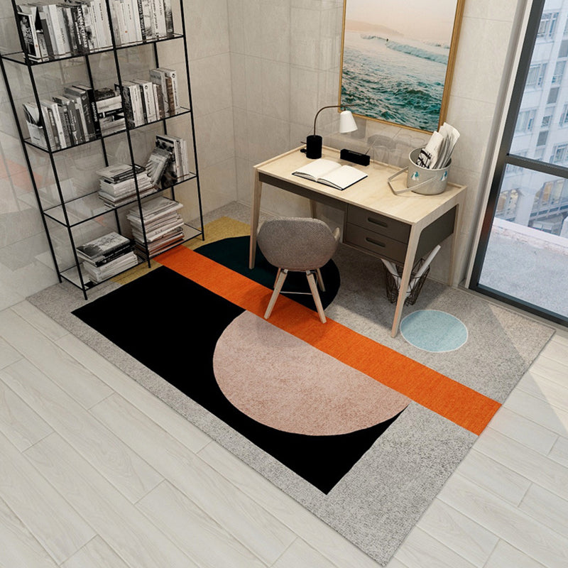 Multicolor Study Rug Modernist Colorblock Rug Polyester Washable Anti-Slip Backing Pet Friendly Carpet