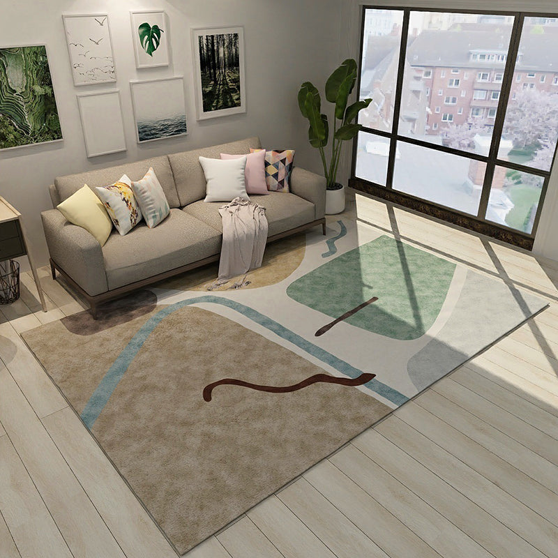 Simple Colorblock Rug Multicolor Modernist Rug Polyester Pet Friendly Washable Non-Slip Area Rug for Living Room