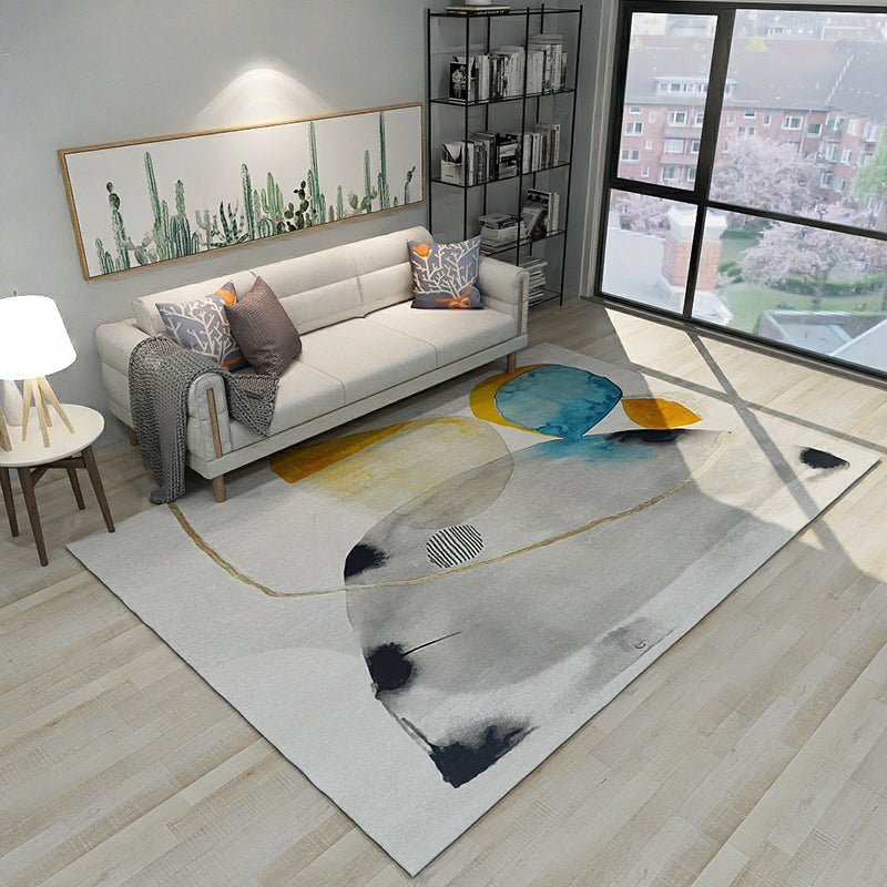 Simple Colorblock Rug Multicolor Modernist Rug Polyester Pet Friendly Washable Non-Slip Area Rug for Living Room