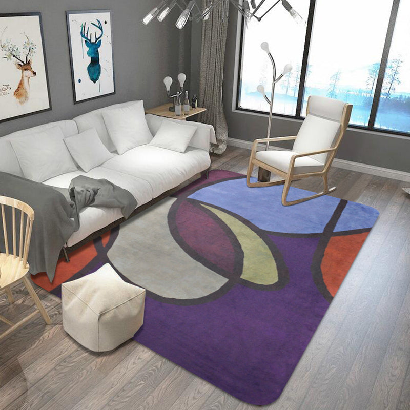 Multicolor Colorblock Rug Polyester Modern Rug Pet Friendly Washable Non-Slip Area Rug for Bedroom