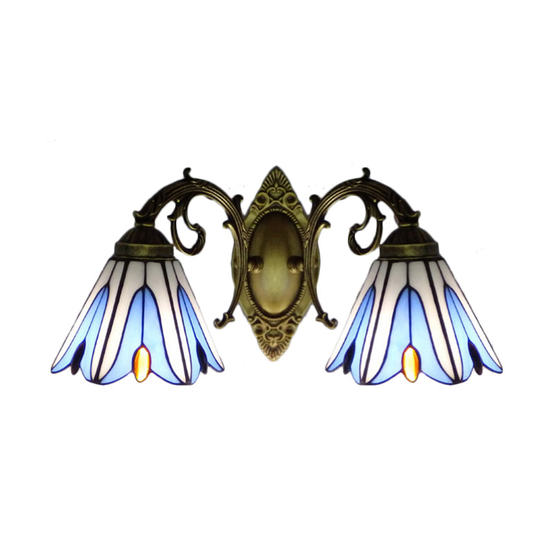 Magnolia Wall Mount Light Rustic Loft Stained Glass 2 Heads Wall Lighting for Living Room