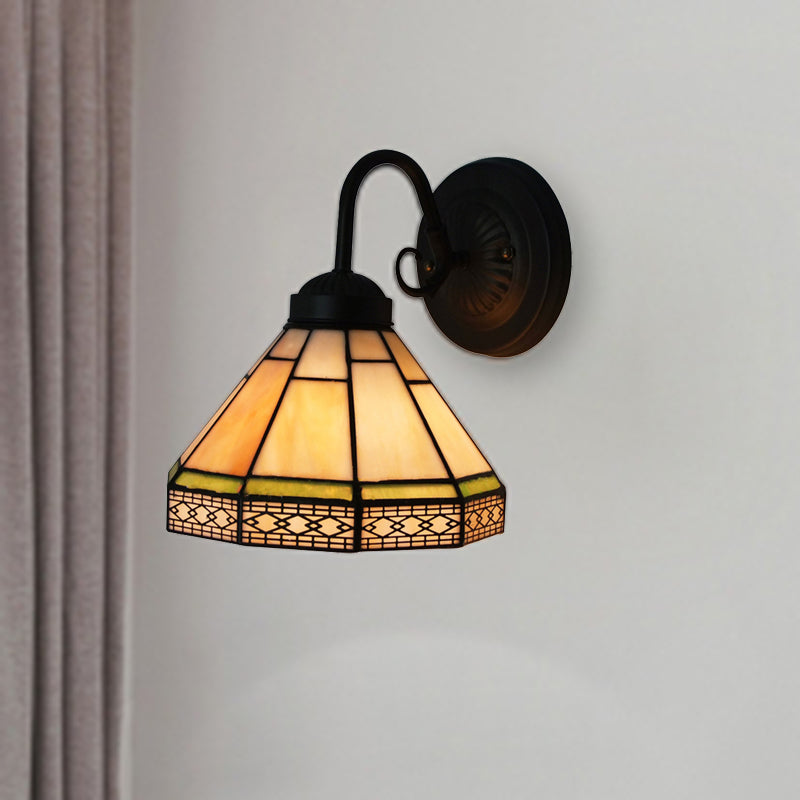 Geometric Wall Sconce Lighting Traditional 1 Light Stained Glass Wall Light for Dining Room