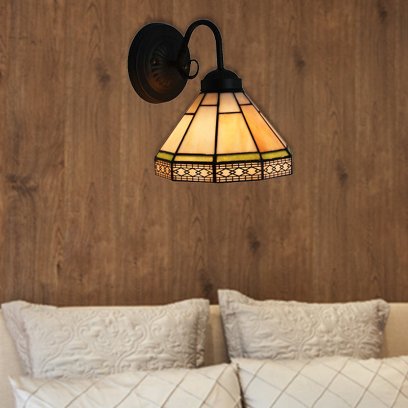 Geometric Wall Sconce Lighting Traditional 1 Light Stained Glass Wall Light for Dining Room