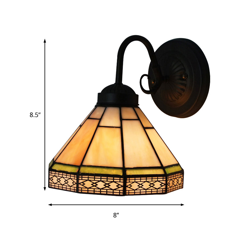 Geometric Wall Sconce Lighting Traditional 1 Light Stained Glass Wall Light for Dining Room