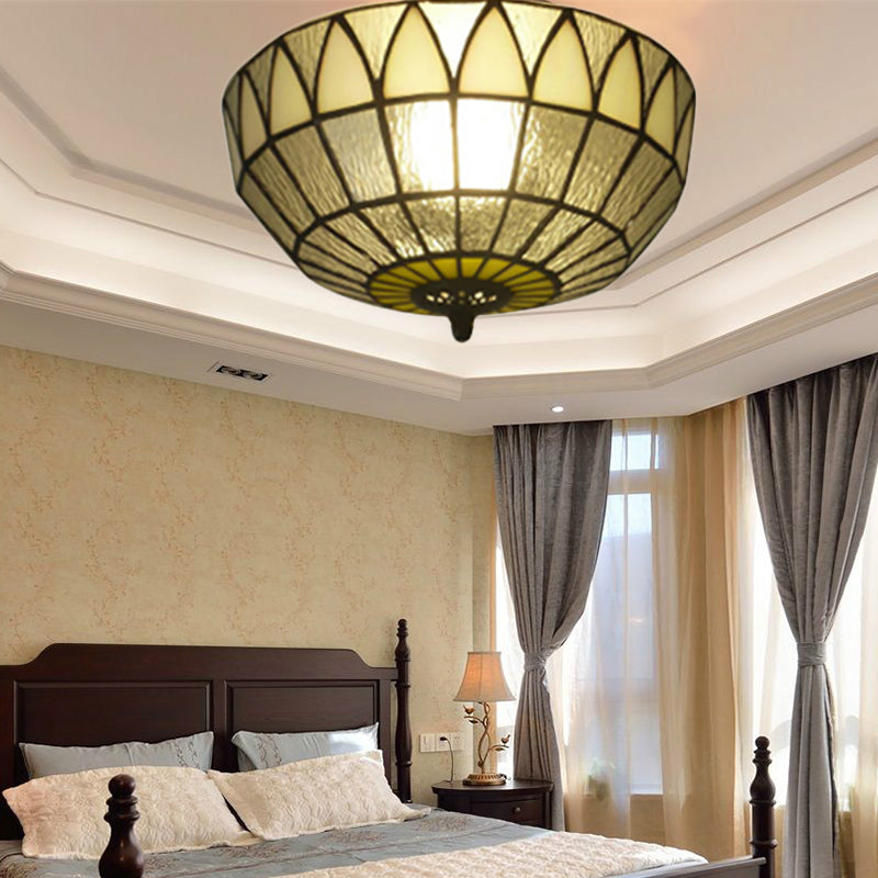 Tiffany Traditional Ceiling Mount Light Glass Clear Ceiling Lamp for Bedroom Lighting
