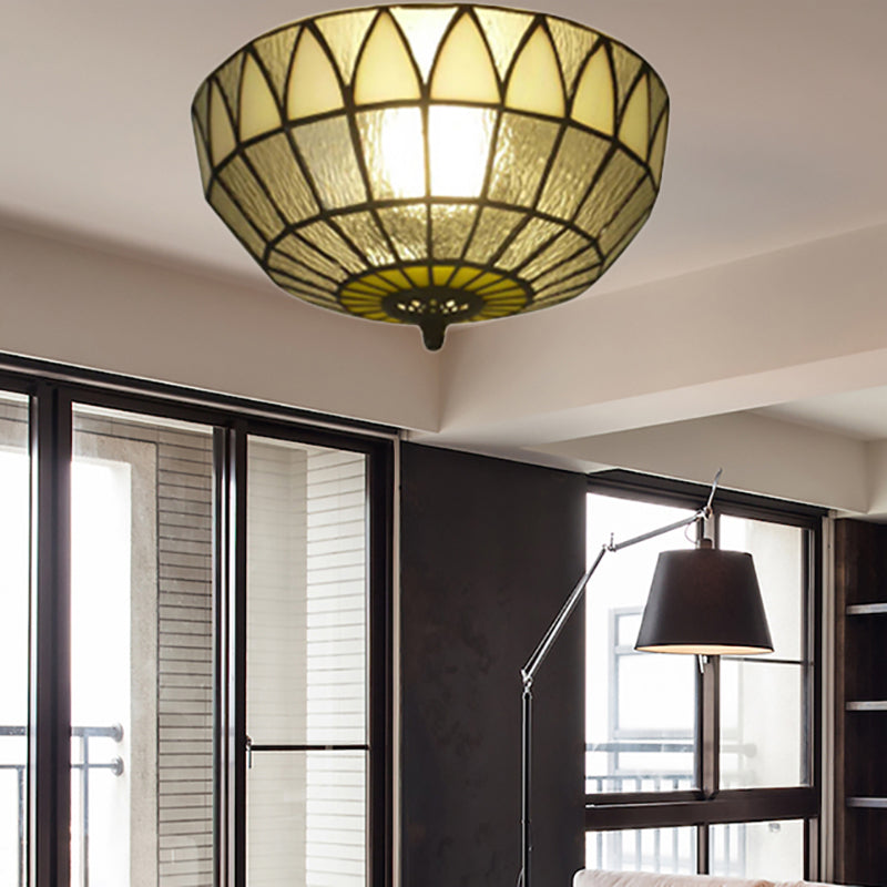 Tiffany Traditional Ceiling Mount Light Glass Clear Ceiling Lamp for Bedroom Lighting