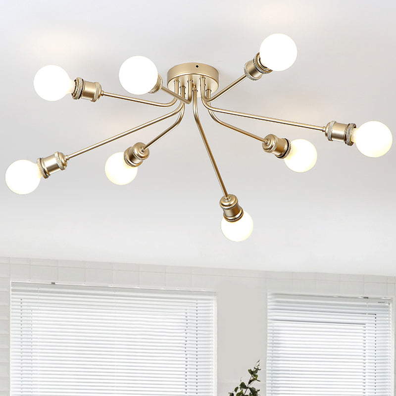 Eleganter Stil halb Flush Deckenleuchte schlanke lineare metallische Deckenlampe für Kinderschlafzimmer