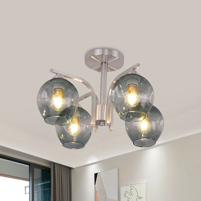 4 Heads Bud Shade Ceiling Light Contemporary Semi Flushmount Light for Dining Room Bedroom