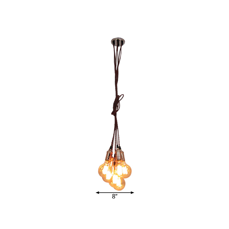 Koperen afwerking multi -light plafond hanger vintage stijl metalen open lamp hangende lamp met koord