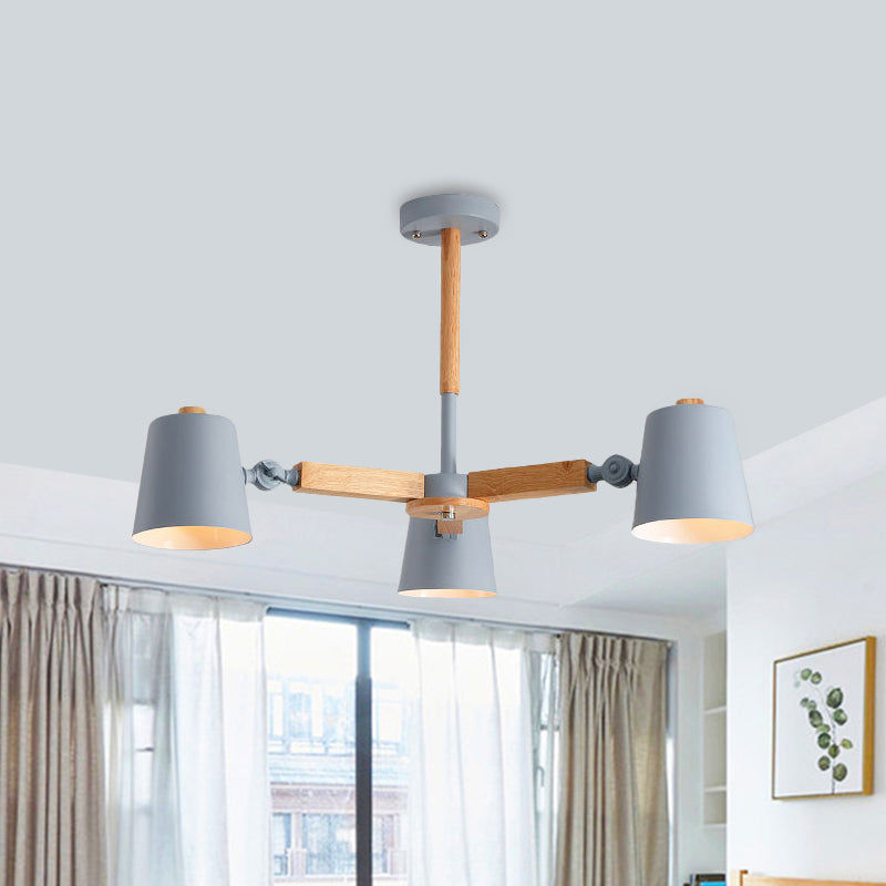 Colie Shade Office Chandelier Métal et bois Nordic Style Monochrome Green / Gris / Pendant blanc