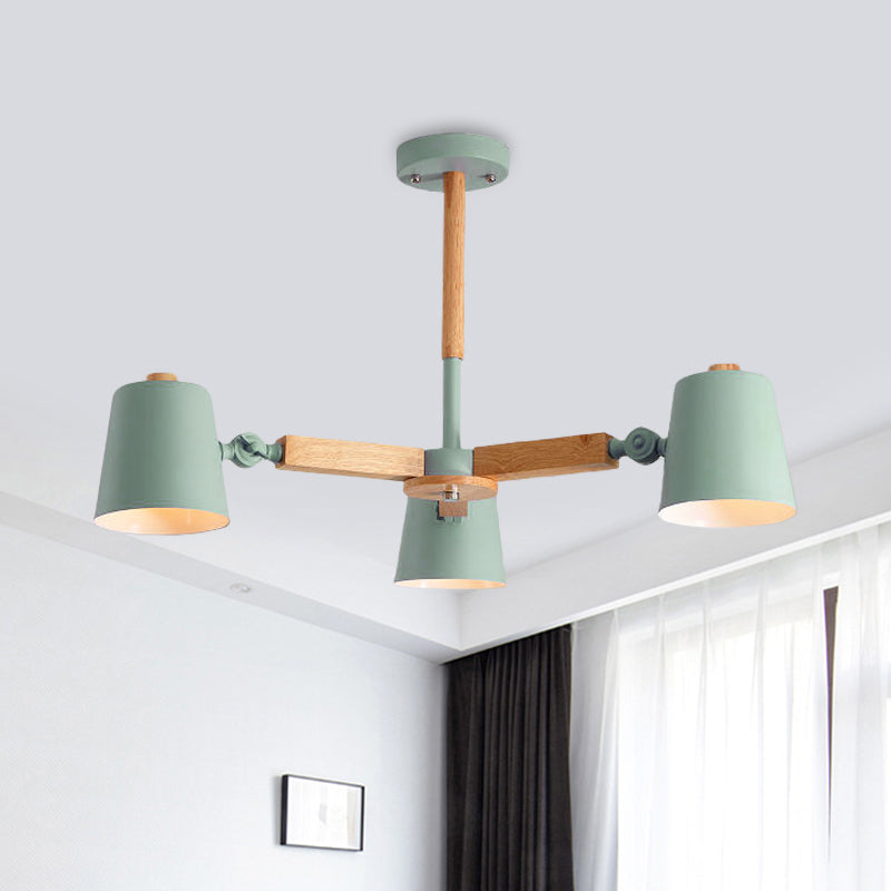 Colie Shade Office Chandelier Métal et bois Nordic Style Monochrome Green / Gris / Pendant blanc