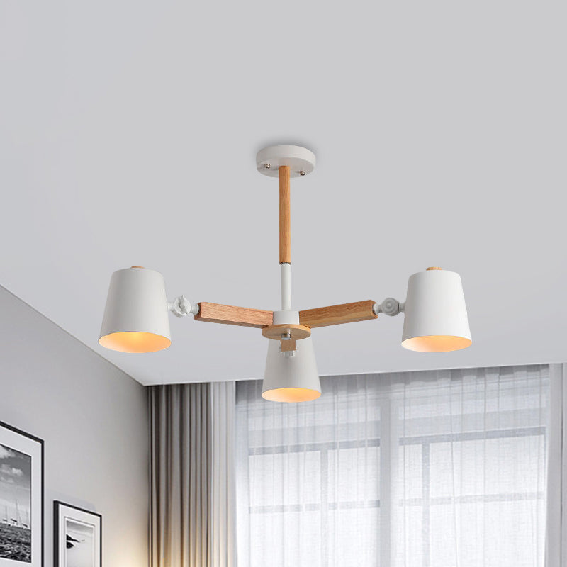 Chandelier de oficina de Coolie Shade metal y madera de estilo nórdico Monocromo verde/gris/blanca Luz de colgante