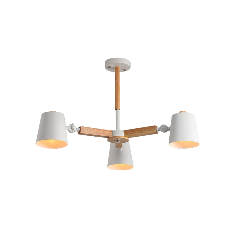 Chandelier de oficina de Coolie Shade metal y madera de estilo nórdico Monocromo verde/gris/blanca Luz de colgante