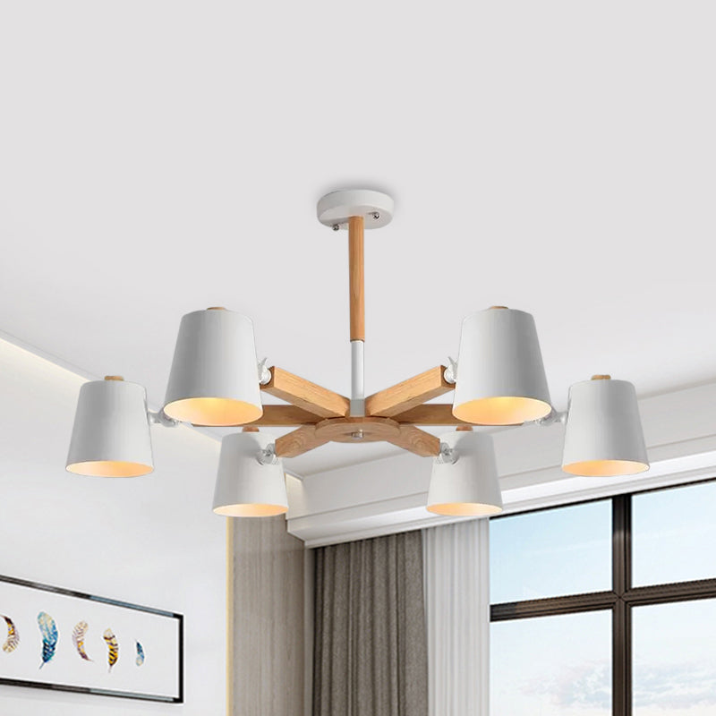 Colie Shade Office Chandelier Métal et bois Nordic Style Monochrome Green / Gris / Pendant blanc