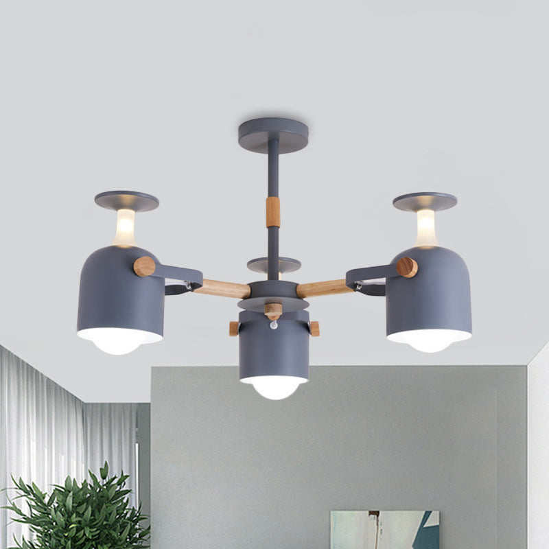 Green/Grey/White Goblet Shaped Chandelier Light Nordic Candy Colored Pendant Light for Kid Bedroom Kindergarten