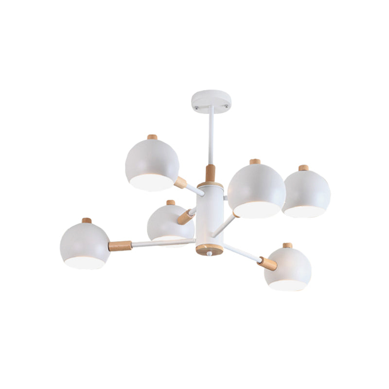 Globe Shade Woonkamer Kroonluchter metaal Multi-hoofd Noordse hangerverlichting in groen/grijs/wit