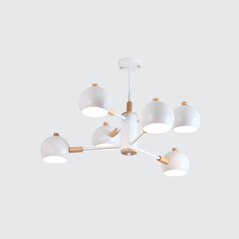 Globe Shade Woonkamer Kroonluchter metaal Multi-hoofd Noordse hangerverlichting in groen/grijs/wit