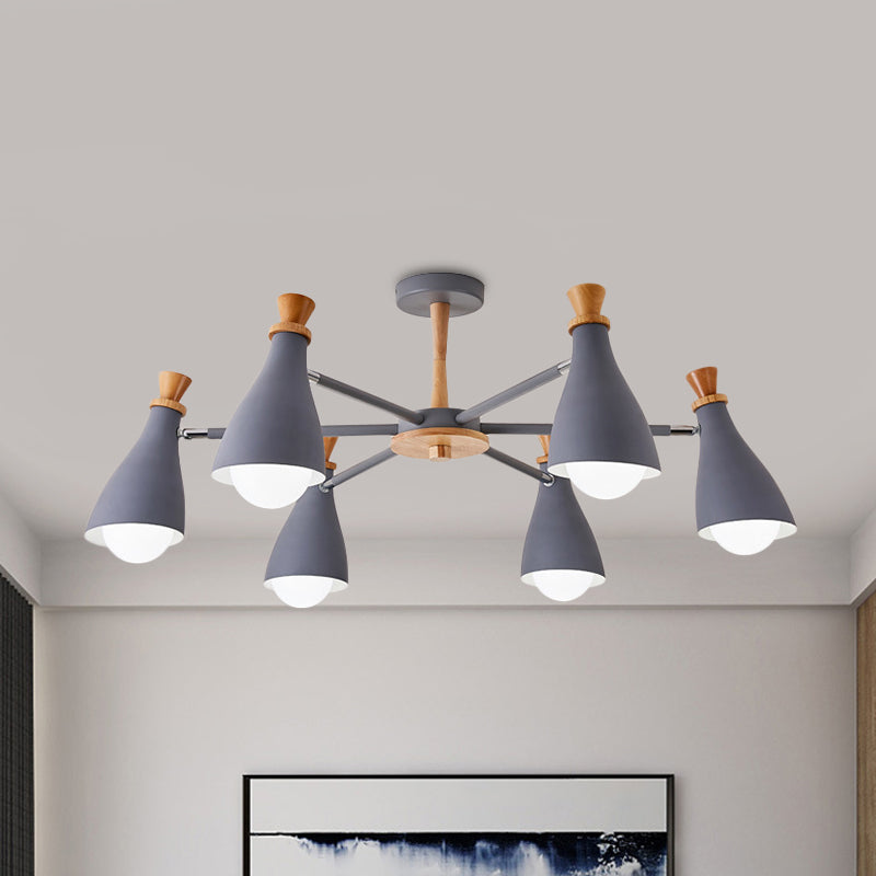 Woonkamer halve fles kroonluchter 6/8 koppen metaal macaron loft snoep gekleurd hanglamp in grijs/wit