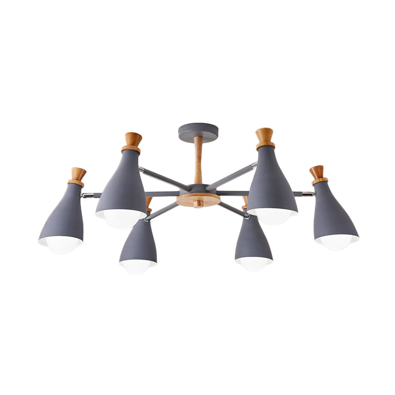 Woonkamer halve fles kroonluchter 6/8 koppen metaal macaron loft snoep gekleurd hanglamp in grijs/wit