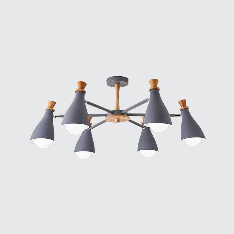 Woonkamer halve fles kroonluchter 6/8 koppen metaal macaron loft snoep gekleurd hanglamp in grijs/wit