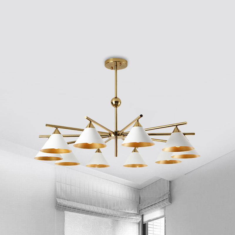 Weißer Pyramidenschatten Anhänger Licht zeitgenössischer metallischer Kronleuchter für Wohnzimmer