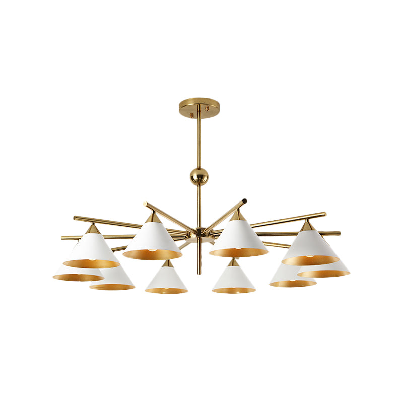 Weißer Pyramidenschatten Anhänger Licht zeitgenössischer metallischer Kronleuchter für Wohnzimmer