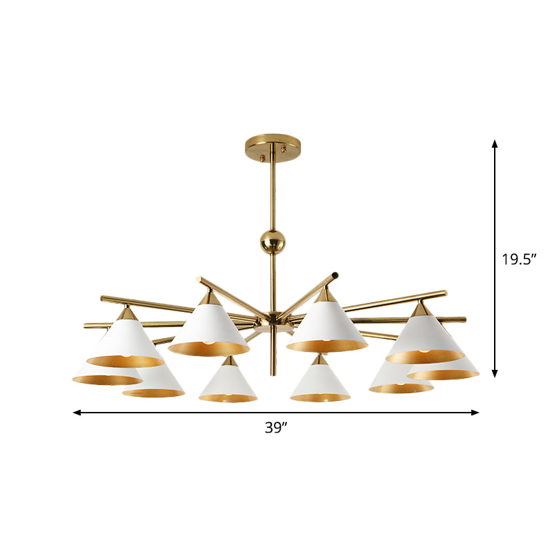Weißer Pyramidenschatten Anhänger Licht zeitgenössischer metallischer Kronleuchter für Wohnzimmer