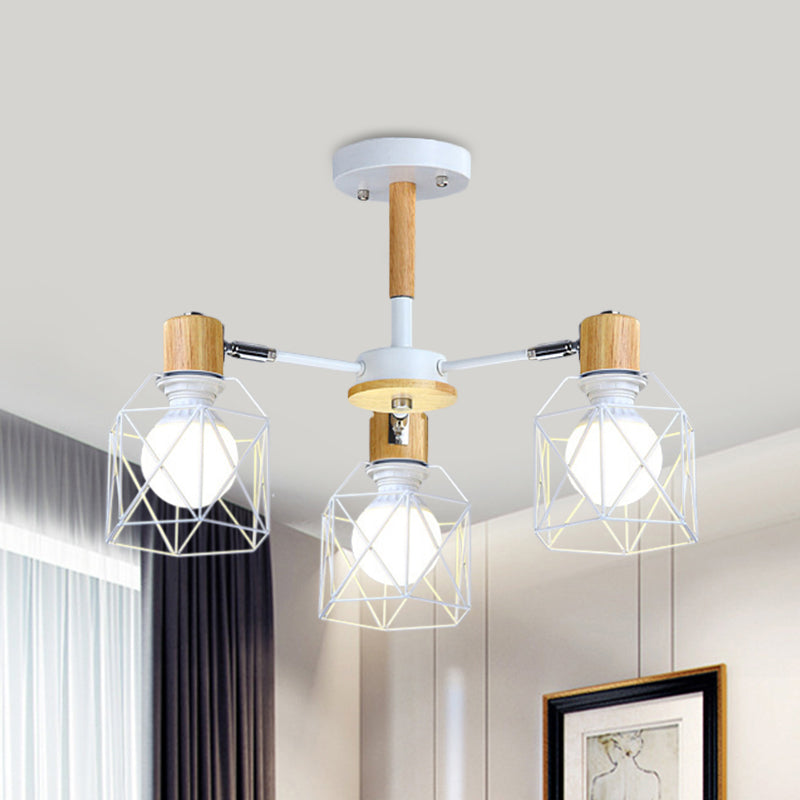 IJzeren Drum Wire Frame Kroonluchter Woonkamer 3/6/8 Licht Moderne stijl Pendantverlichting in Zwart/Wit