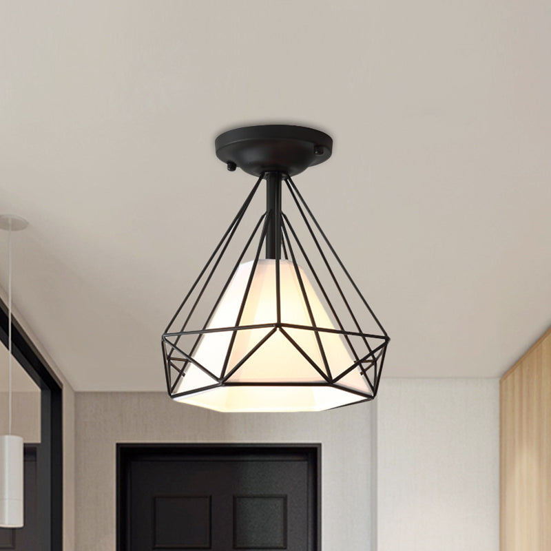 Fil de diamant moderne Ceiling Lamp 1 Light Iron Glass Ceiling Mount Light for Corridor Room