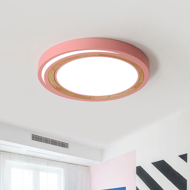 Acrylique Circle LED Ceiling Mount Light Macaron Style Ceiling Lamp for Boys Girls Bedroom