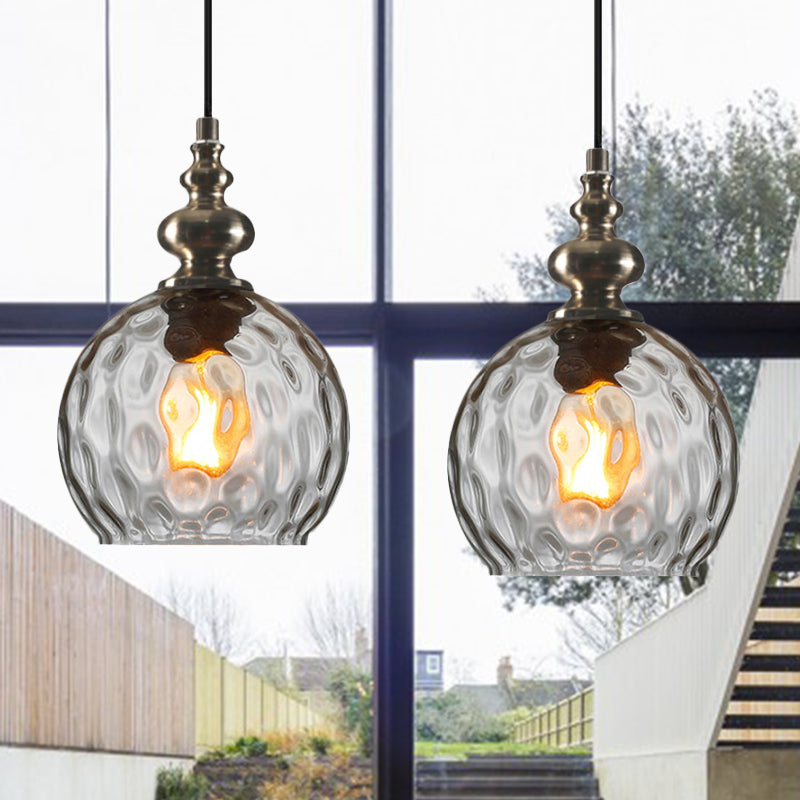 Bulbola lampadina a pendente rotondo Apparegola di illuminazione industriale grigio/trasparente/ambra spremuto in vetro appeso al soffitto
