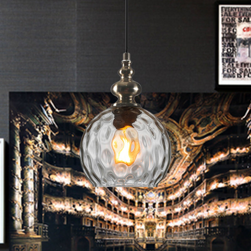 Bulbola lampadina a pendente rotondo Apparegola di illuminazione industriale grigio/trasparente/ambra spremuto in vetro appeso al soffitto